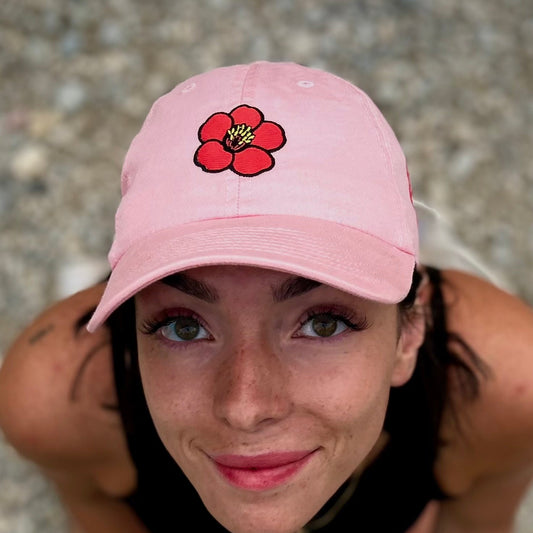 casquette fleur rose