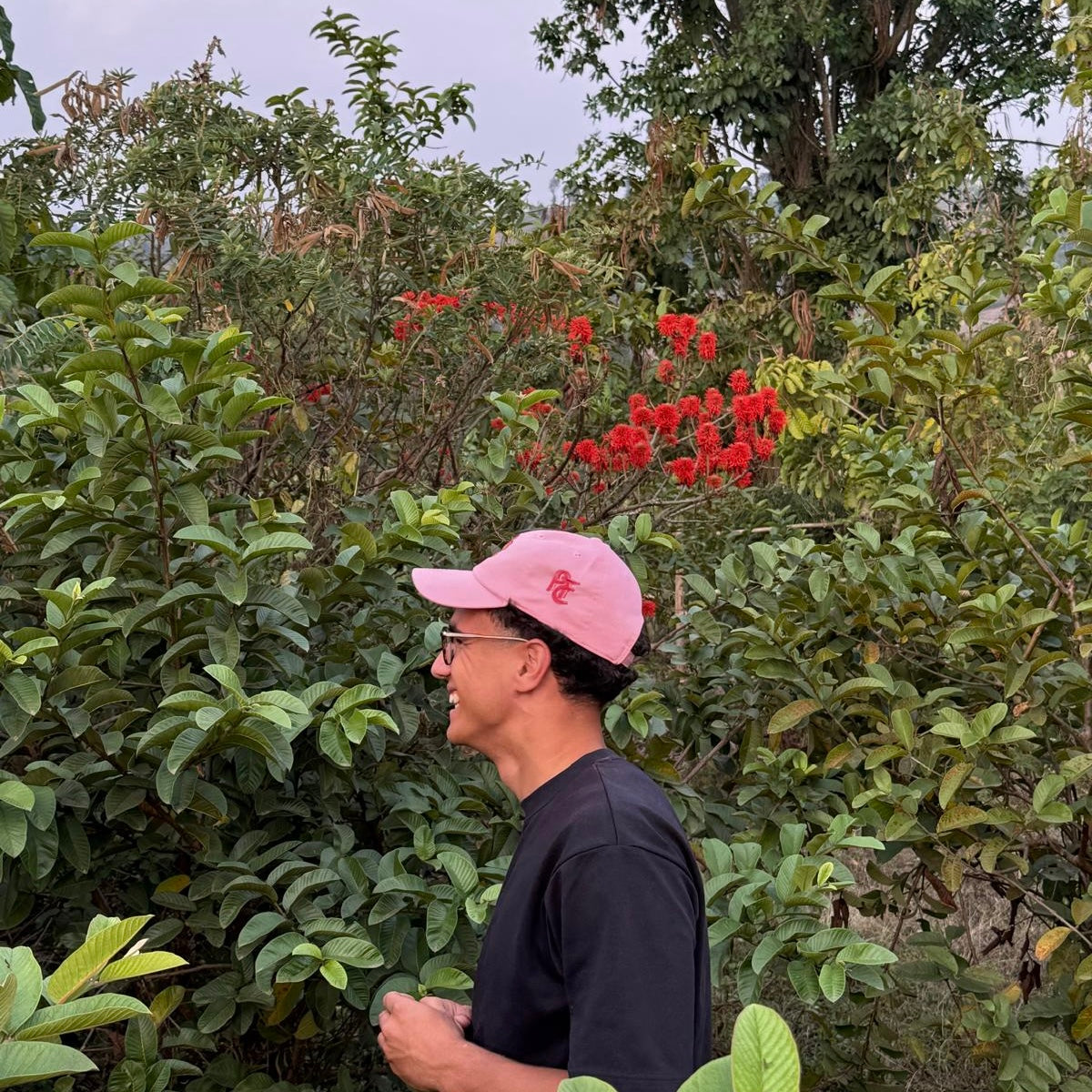 casquette fleur rose